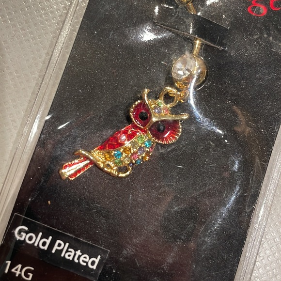 Gold Plated Owl Navel Ring - Picture 2 of 3